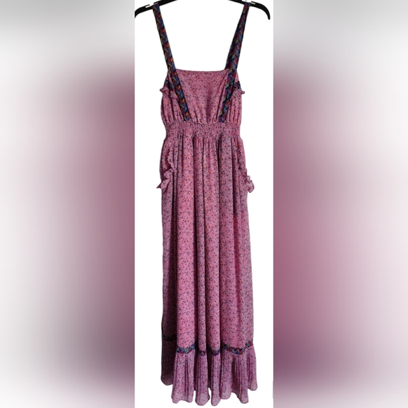 I Heart Ronson Dresses & Skirts - I Heart Ronson Pink Boho Ruffle Maxi Dress with Pockets Size Medium